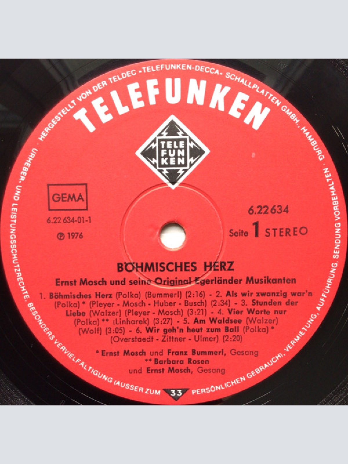 Vinyl / Ernst Mosch Und Seine Original Egerländer Musikanten - Böhmisches Herz