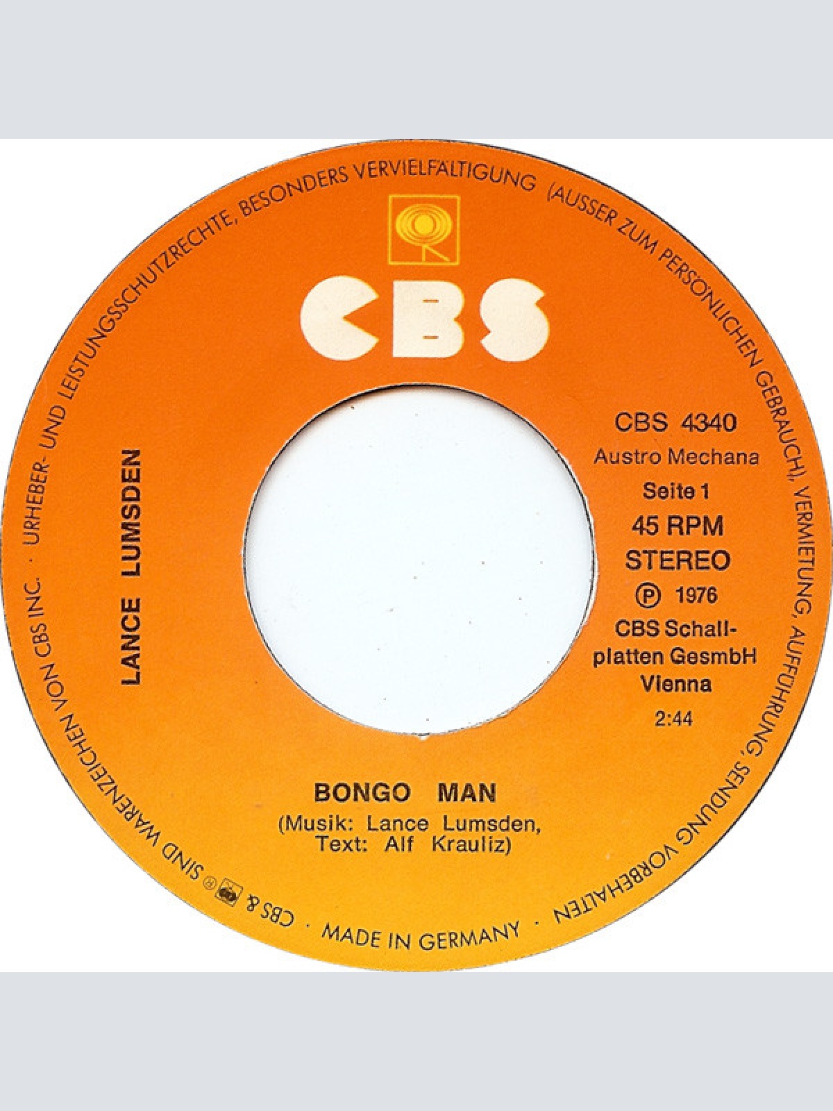 Vinyl / Lance Lumsden - Bongo Man / Blue Bina