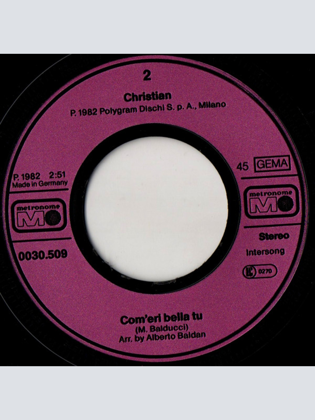 Vinyl / Christian (106) - Un'Altra Vita, Un Altro Amore