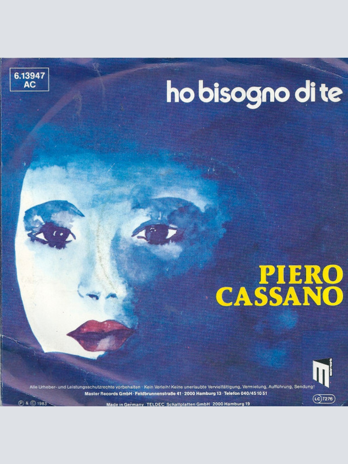 Vinyl / Piero Cassano - Donna Blu