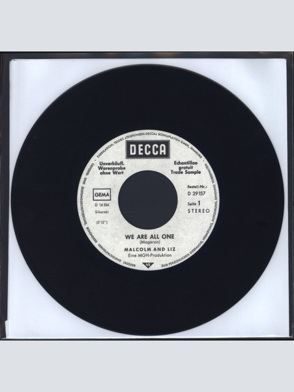 Vinyl / Malcolm* And Liz* - We Are All One / Tina O. Z.