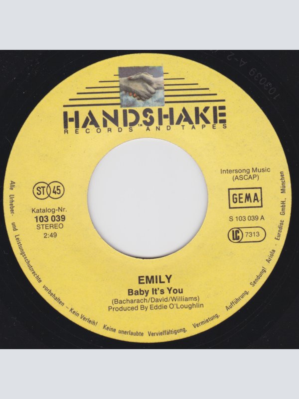 Vinyl / Emily* - Baby It's You / Romance