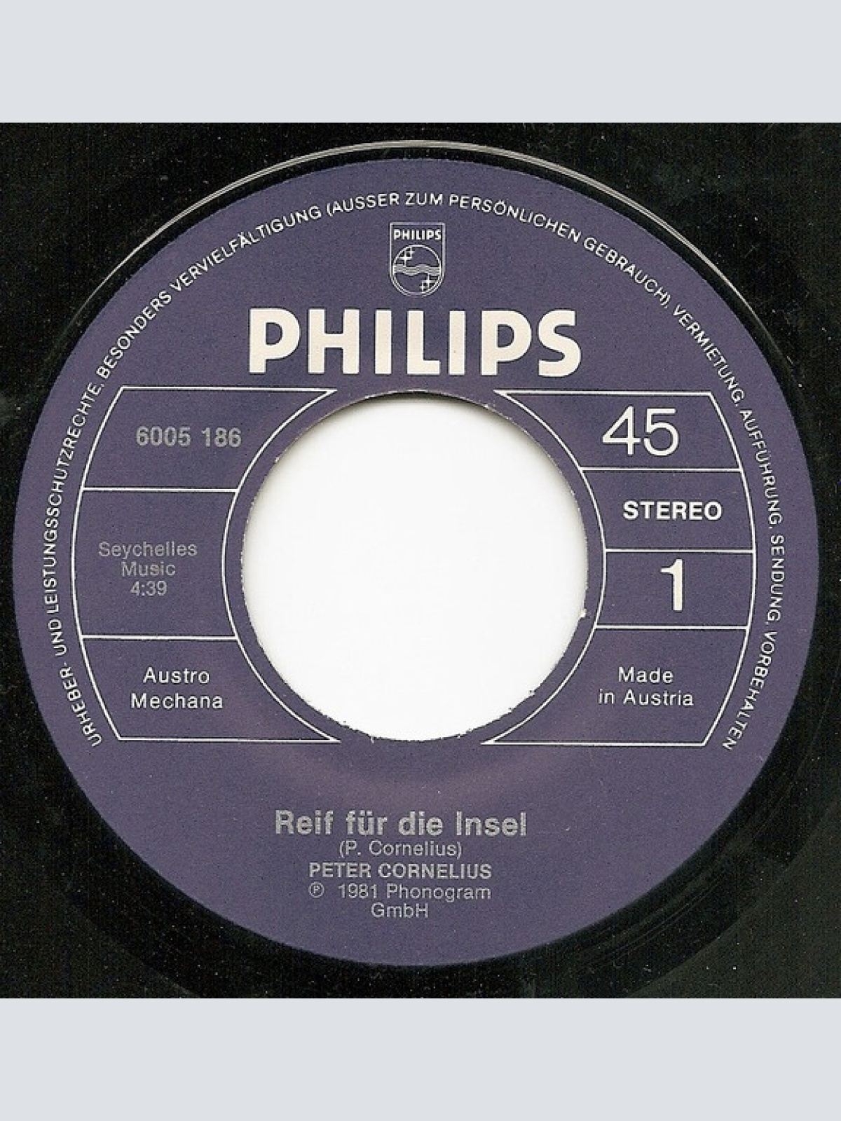 Vinyl / Peter Cornelius - Reif Für Die Insel