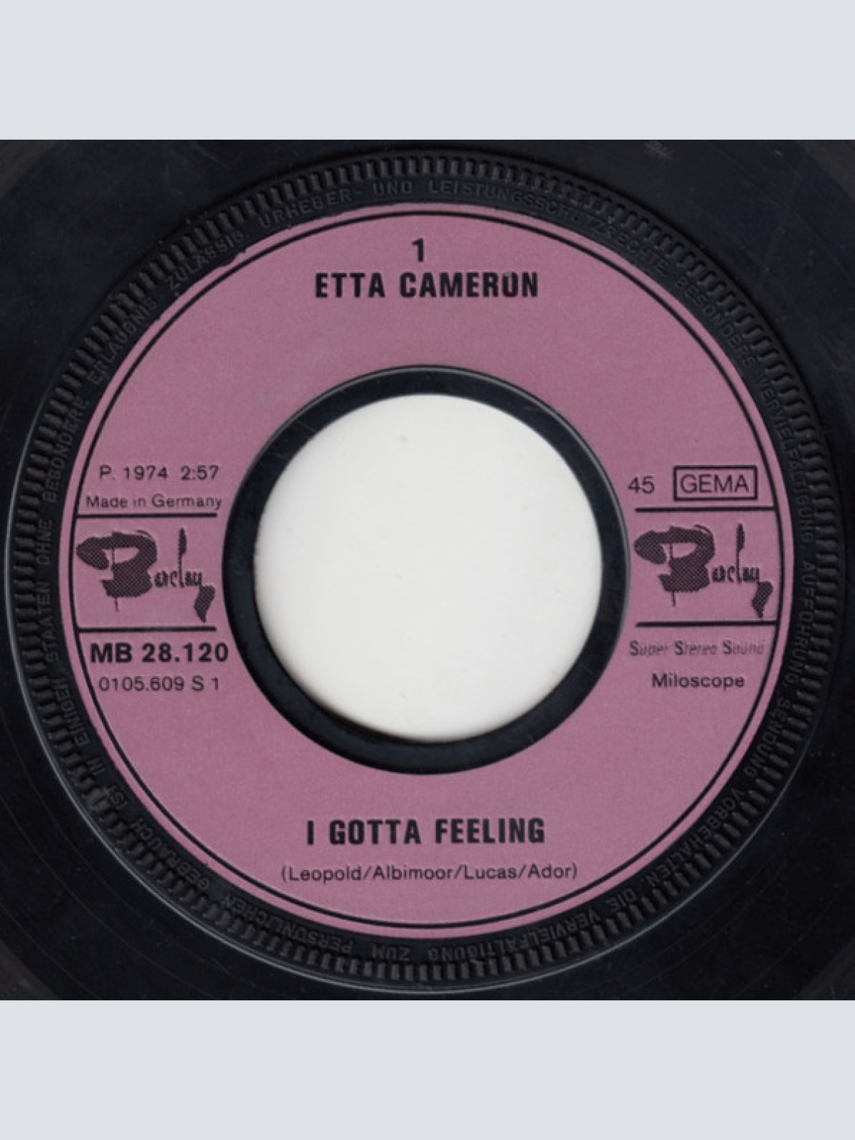 Vinyl / Etta Cameron - I Gotta Feeling