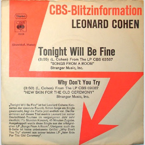 Vinyl / Leonard Cohen - Tonight Will Be Fine / Why Don't You Try