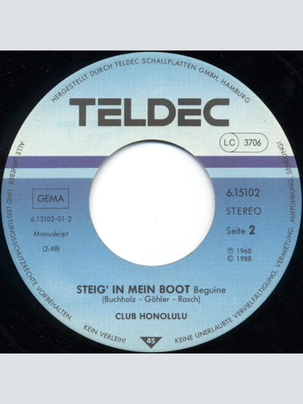 Vinyl / Club Honolulu - Itsy Bitsy Teenie Weenie Honolulu-Strand-Bikini / Steig' In Mein Boot