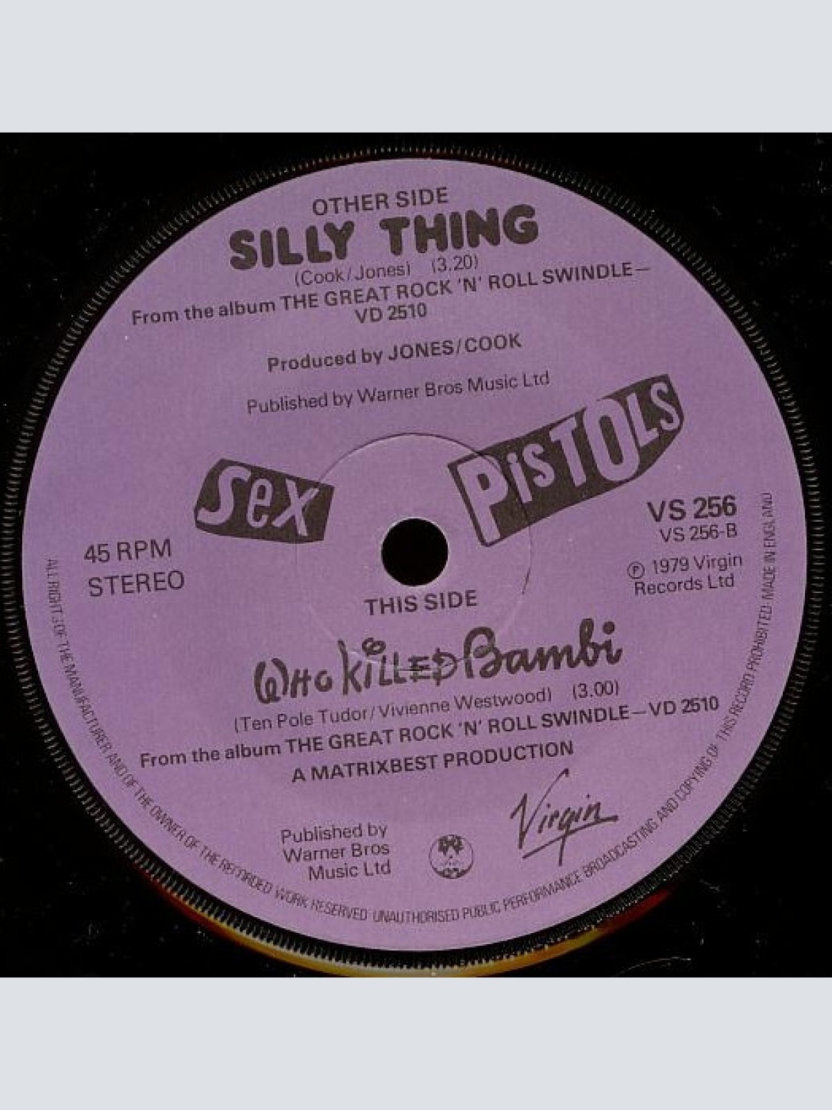 Vinyl / Sex Pistols - Silly Thing / Who Killed Bambi