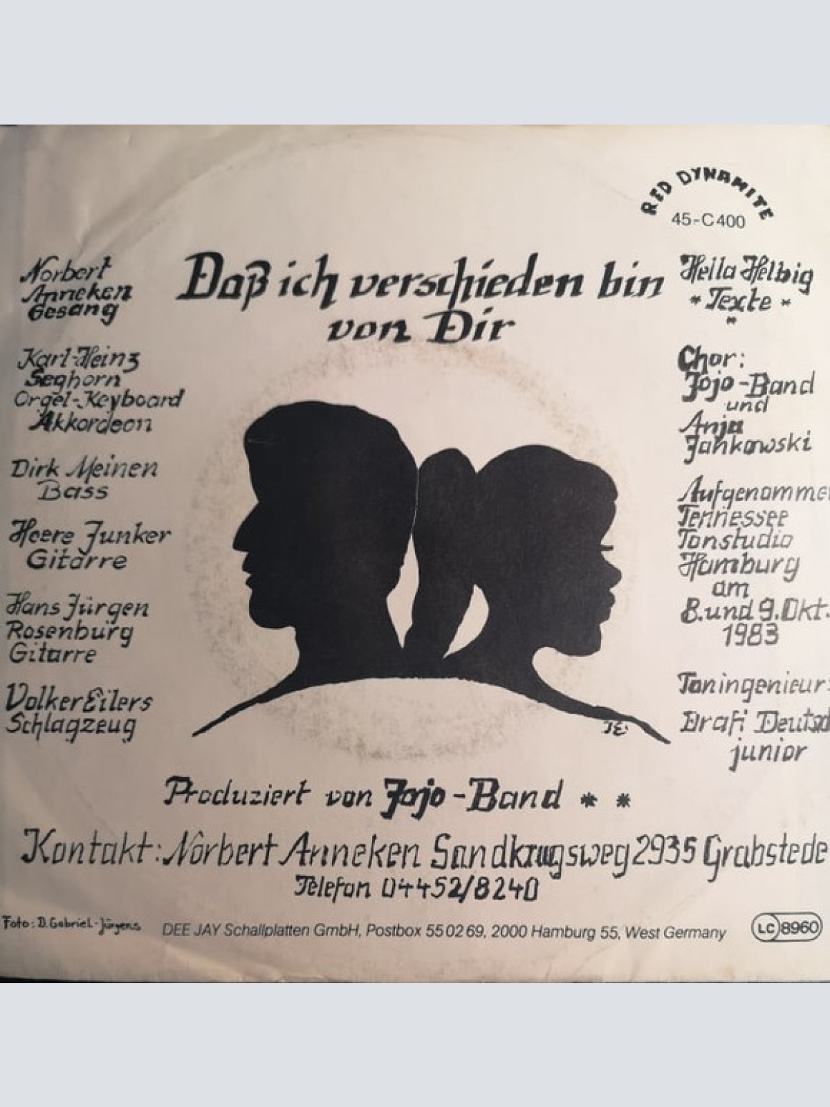 Vinyl / Jojo-Band - Der Friesenrap / Daß Ich Verschieden Bin Von Dir