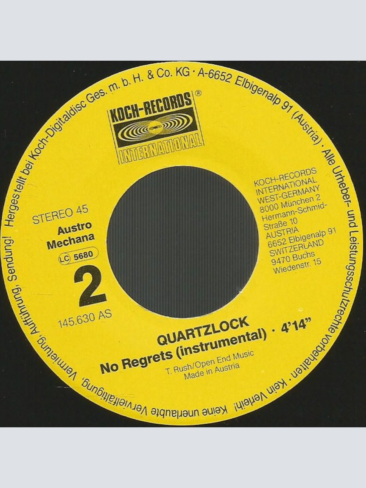 Vinyl / Quartzlock - No Regrets