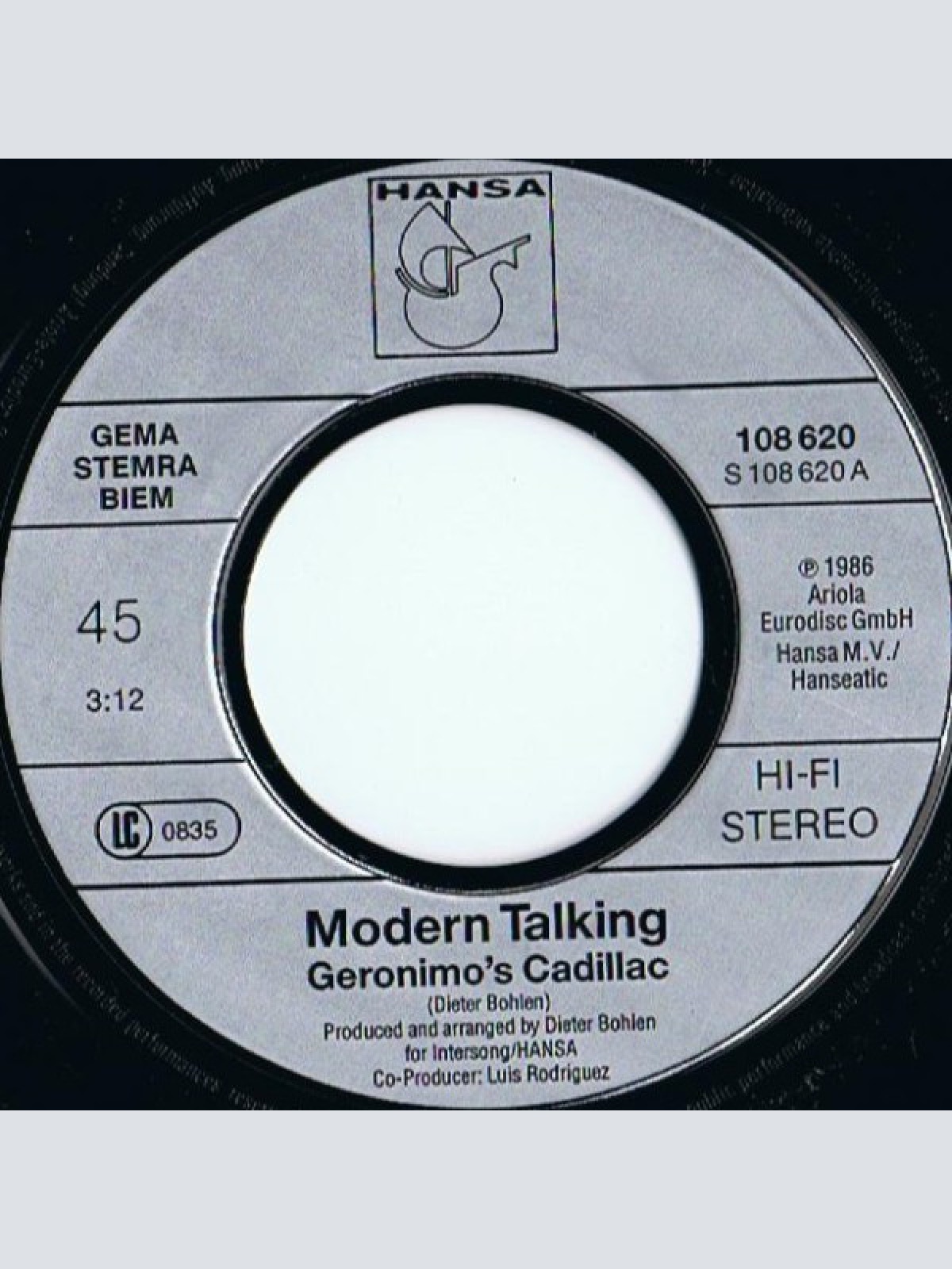 Vinyl / Modern Talking - Geronimo's Cadillac