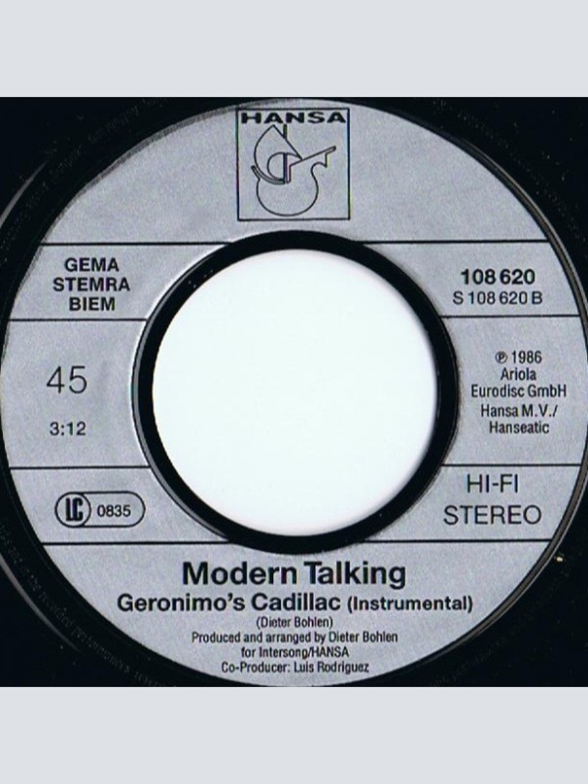 Vinyl / Modern Talking - Geronimo's Cadillac