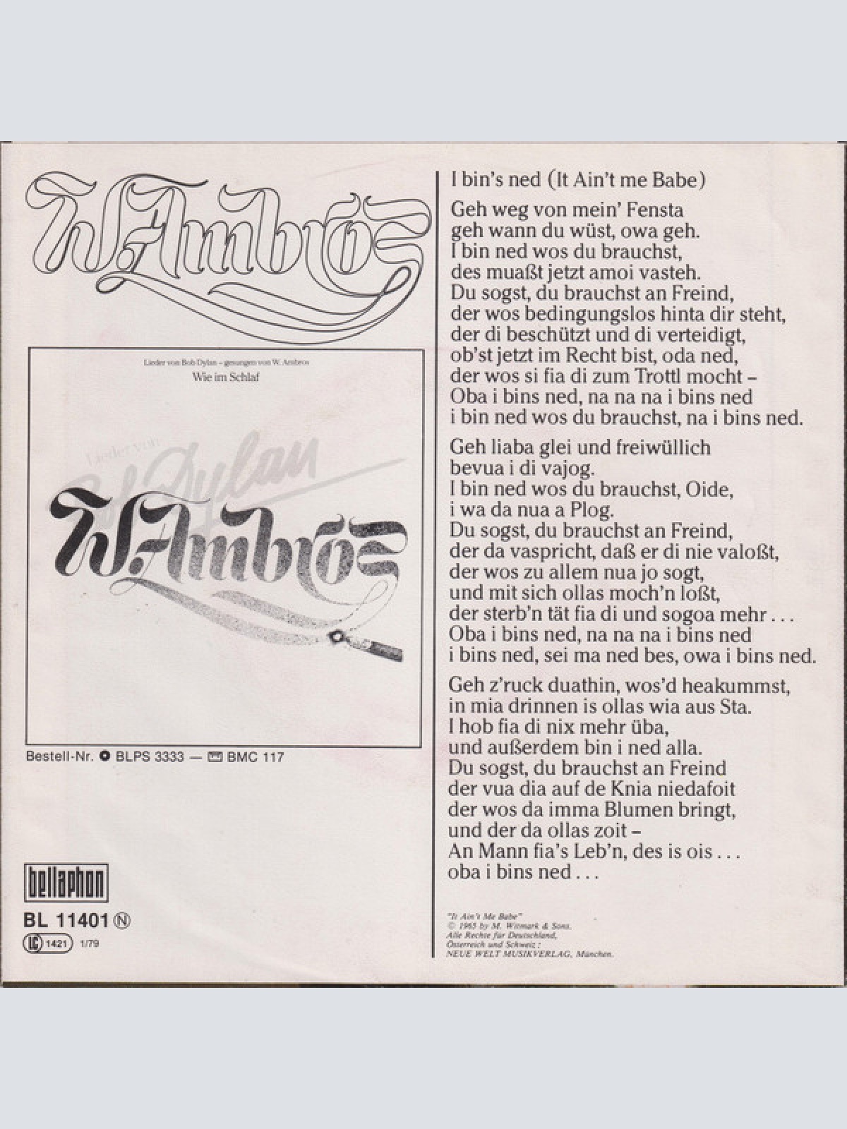 Vinyl / W. Ambros* - I Bin's Ned