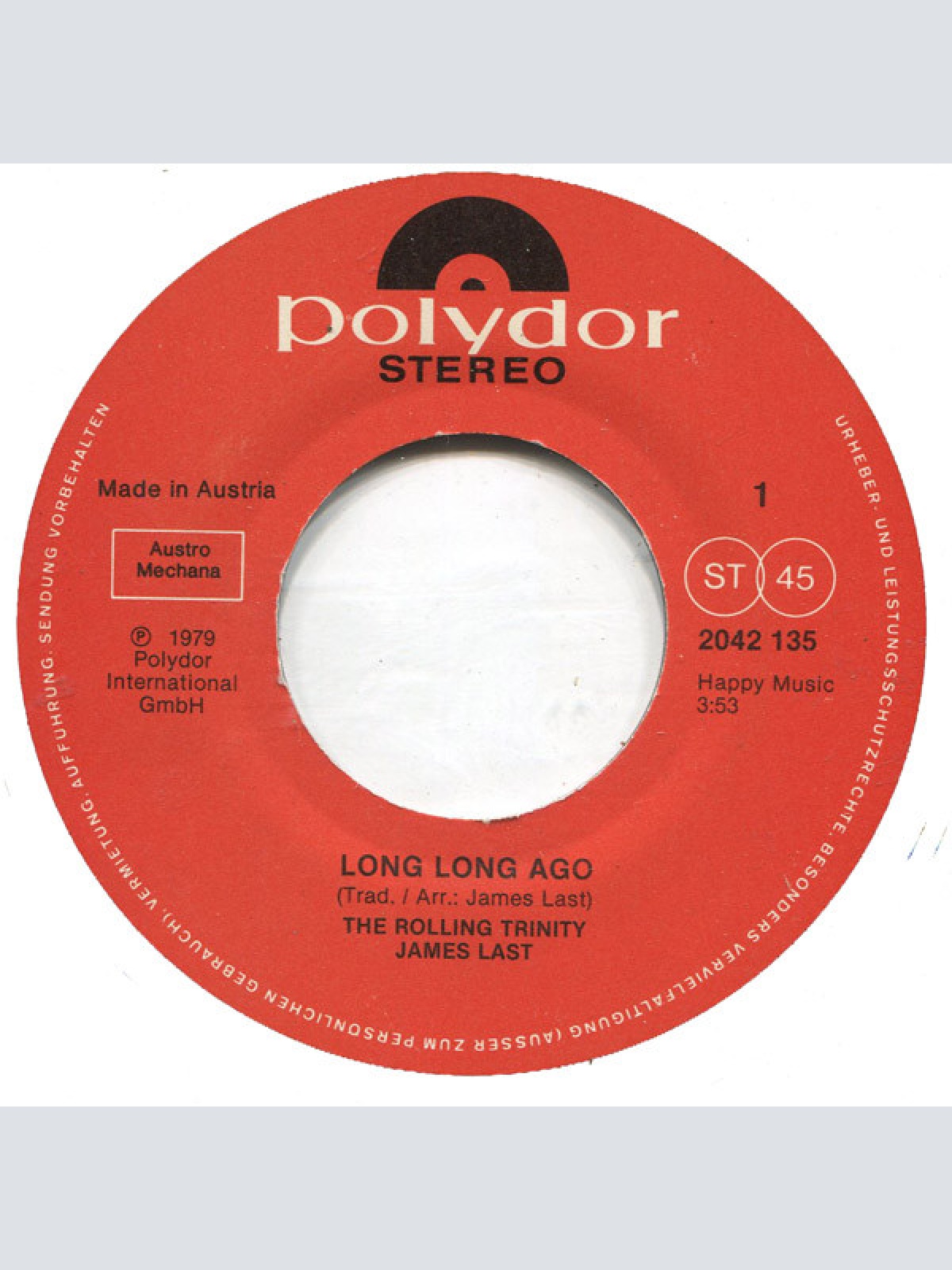 Vinyl / The Rolling Trinity - James Last - Long Long Ago
