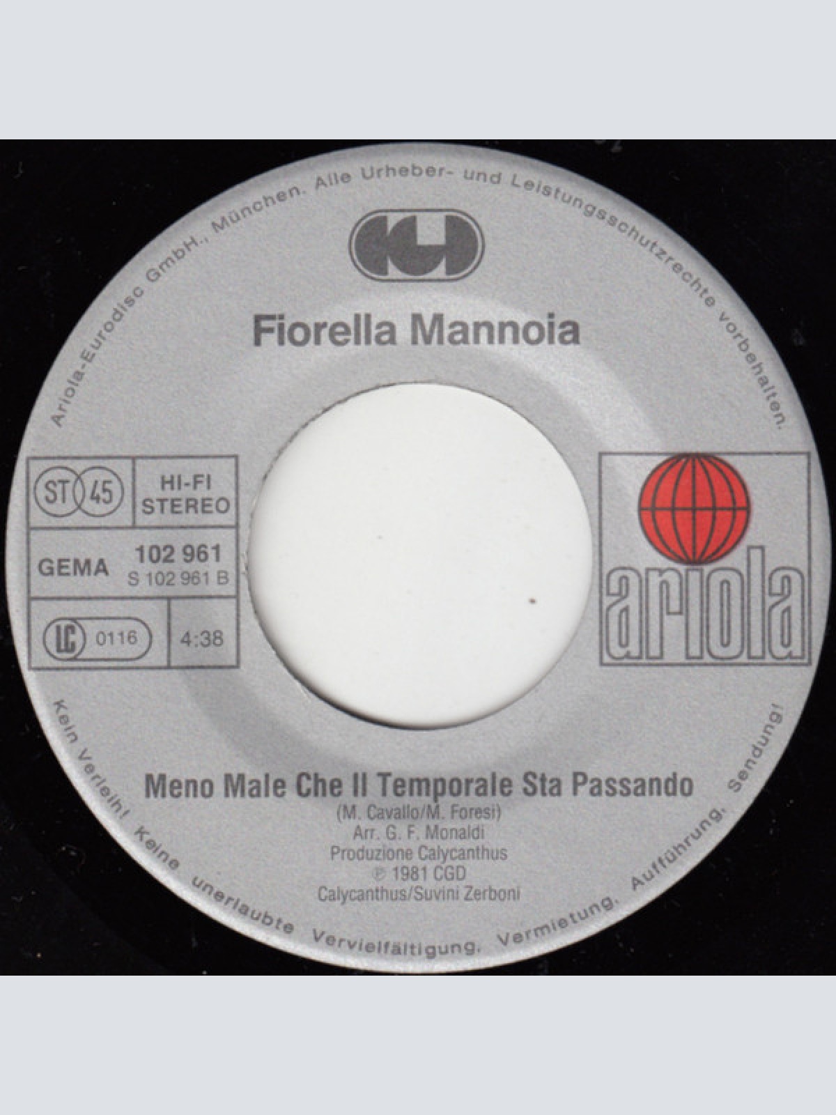 Vinyl / Fiorella Mannoia - Caffè Nero Bollente