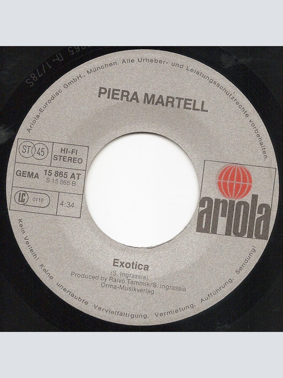 Vinyl / Piera Martell - Freitag Der 13. / Exotica