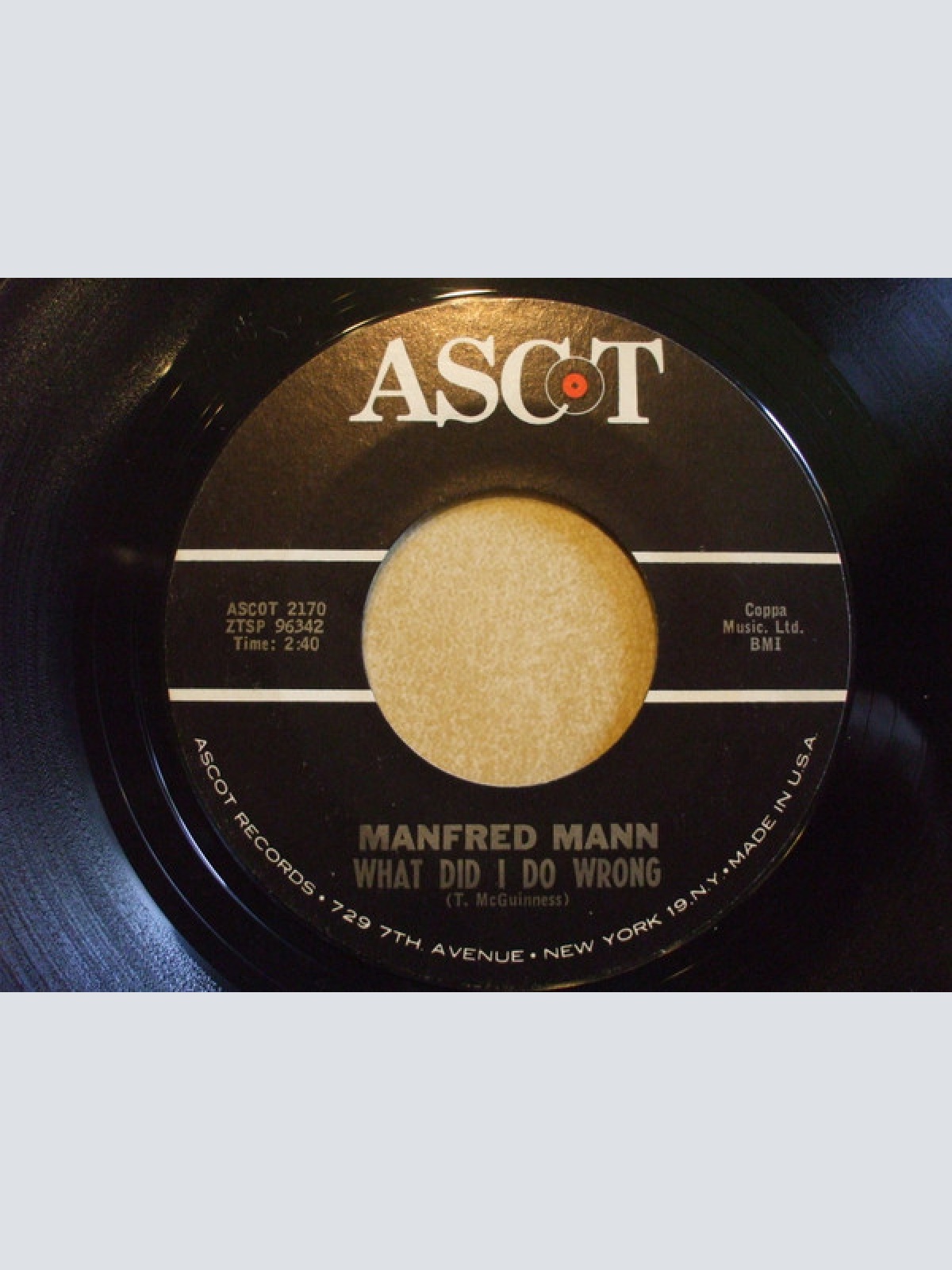 Vinyl / Manfred Mann - Come Tomorrow / What Did I Do Wrong