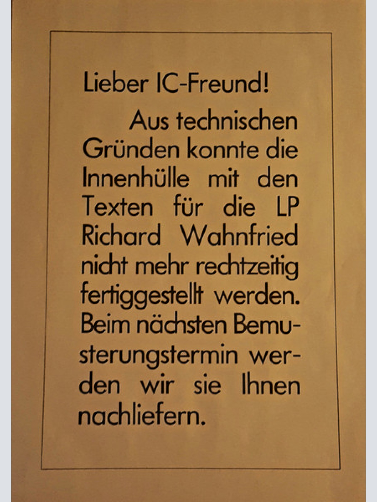 Vinyl / Richard Wahnfried - Time Actor