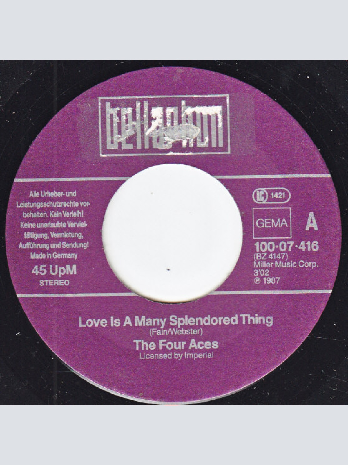 Vinyl / The Four Aces - Love Is A Many Splendored Thing / Three Coins In A Fountain