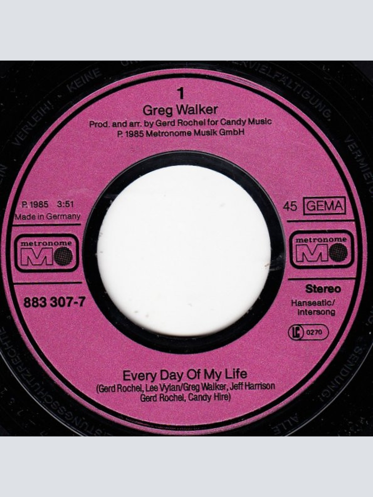 Vinyl / Greg Walker - Every Day Of My Life