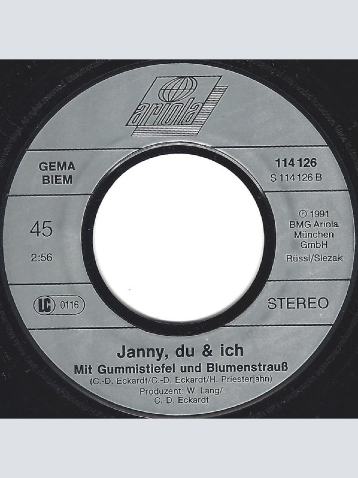Vinyl / Janny, Du & Ich - Links Is'n Meer Und Rechts Is'n Meer
