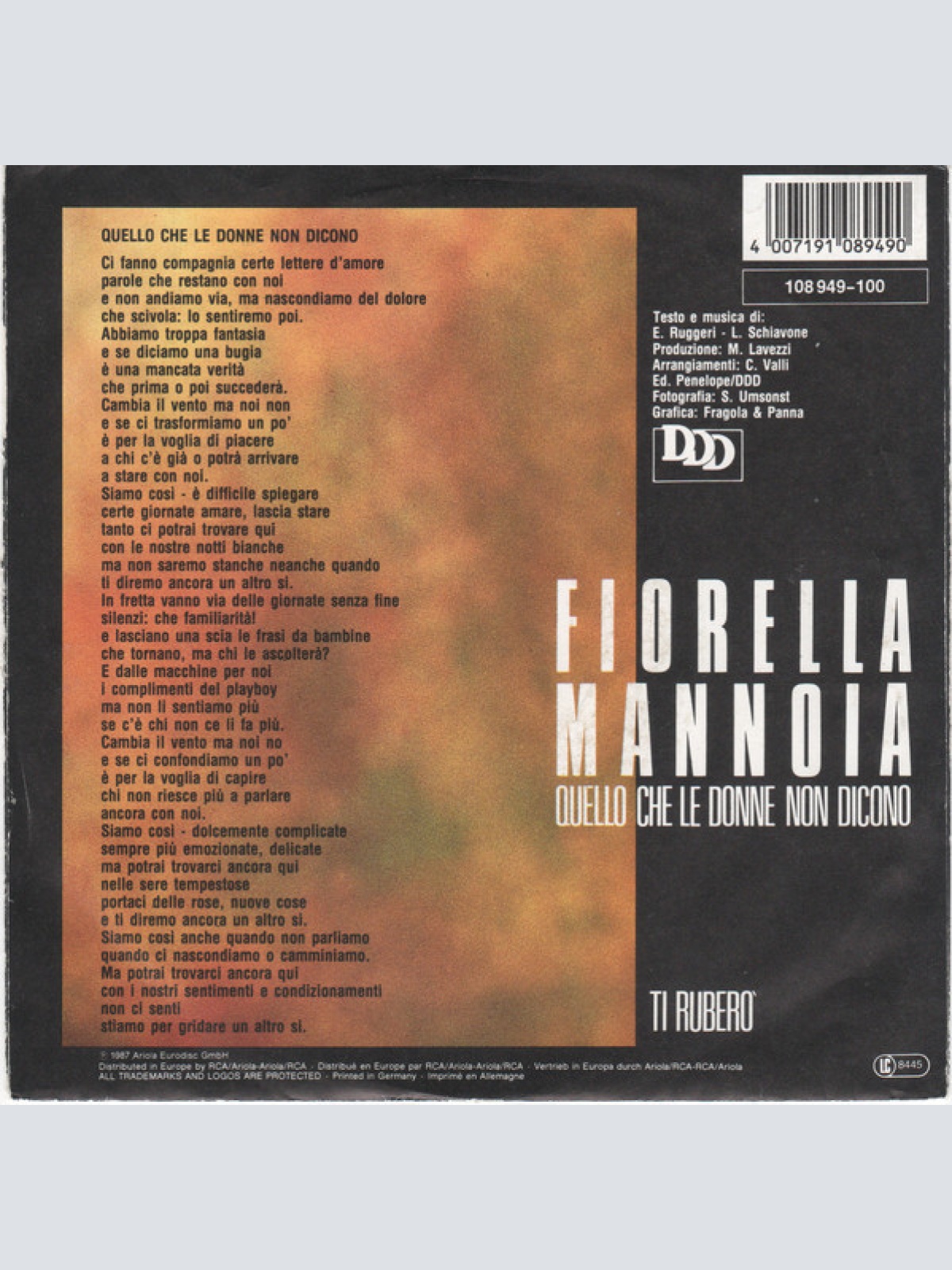 Vinyl / Fiorella Mannoia - Quello Che Le Donne Non Dicono