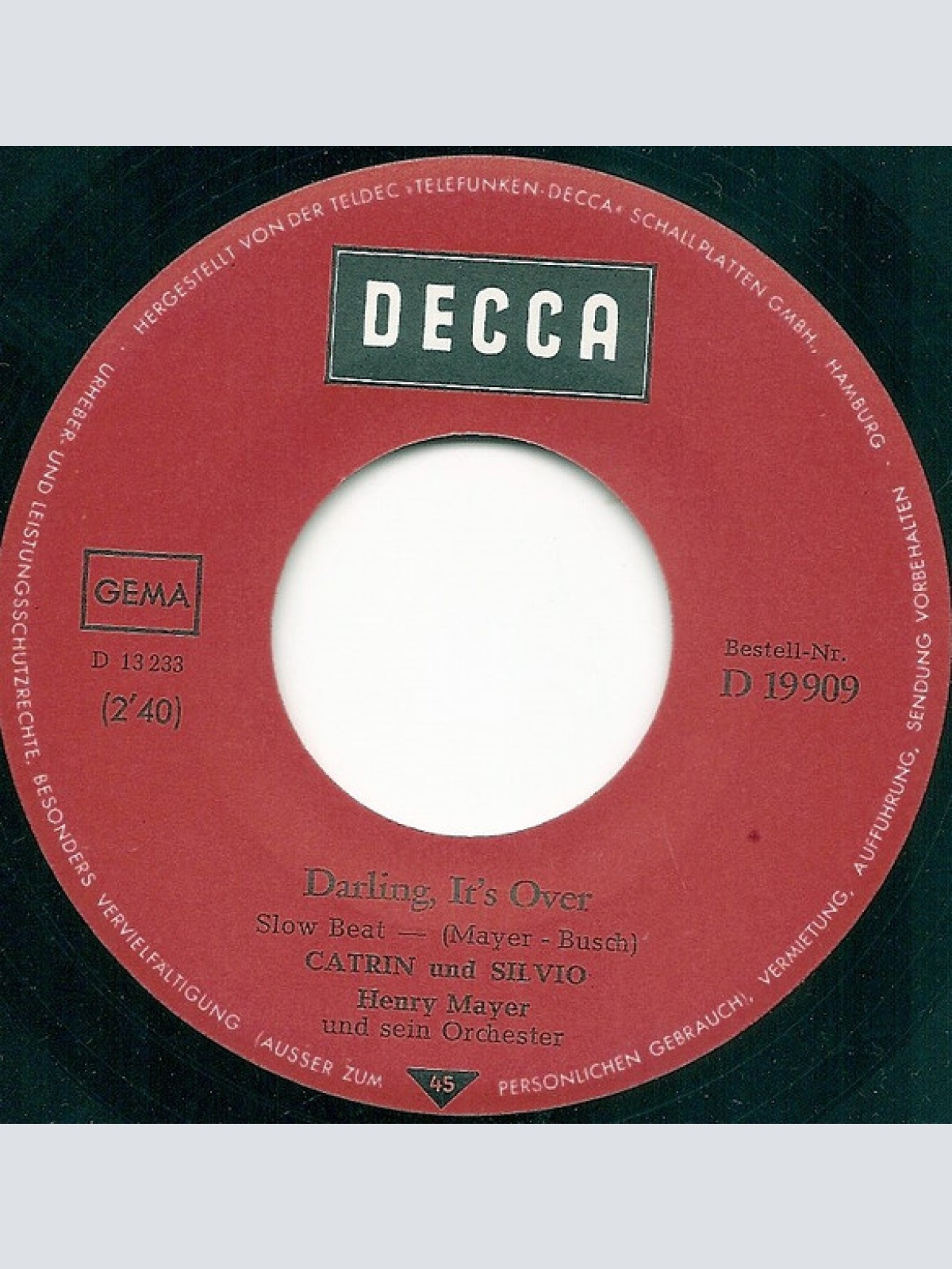 Vinyl / Catrin Und Silvio* - I'll Be Loving You / Darling, It's Over