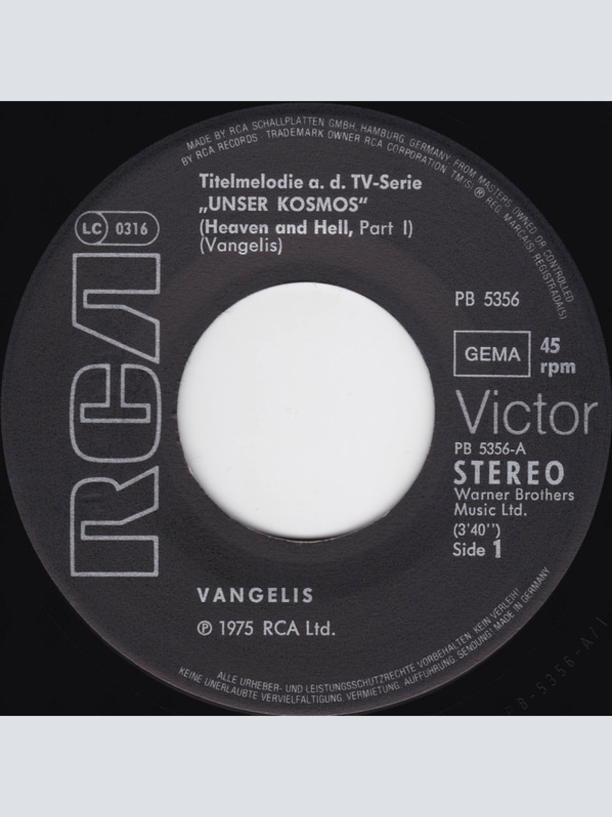 Vinyl / Vangelis - Titelmelodie Aus Der TV-Serie "Unser Kosmos"