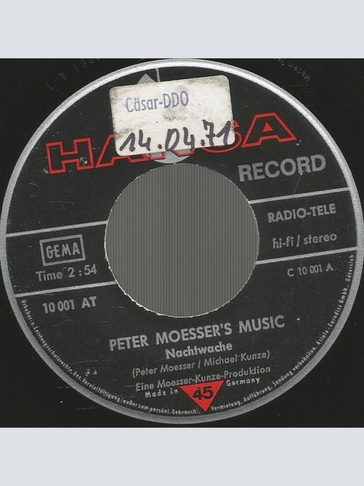 Vinyl / Peter Moesser's Music - Nachtwache / Dublin Melody