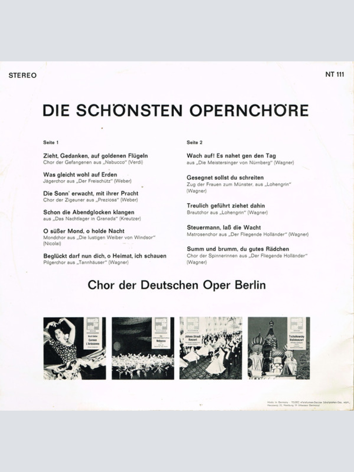 Vinyl / Chor der Deutschen Oper Berlin - Die Schönsten Opernchöre (Nabucco U. A.)