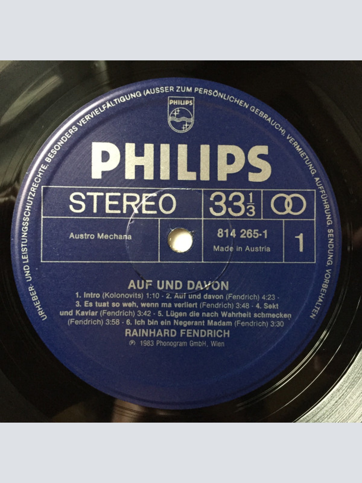 Vinyl / Rainhard Fendrich - Auf Und Davon.