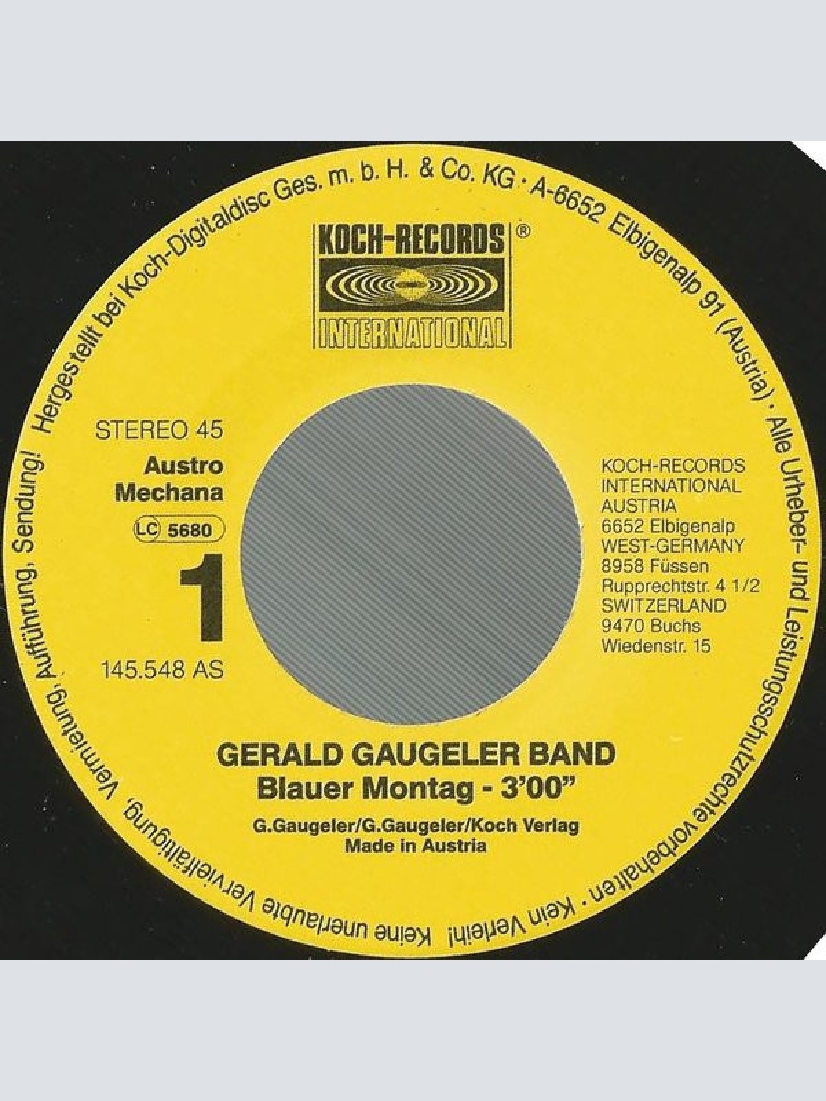 Vinyl / Gerald Gaugeler + Band* - Blauer Montag