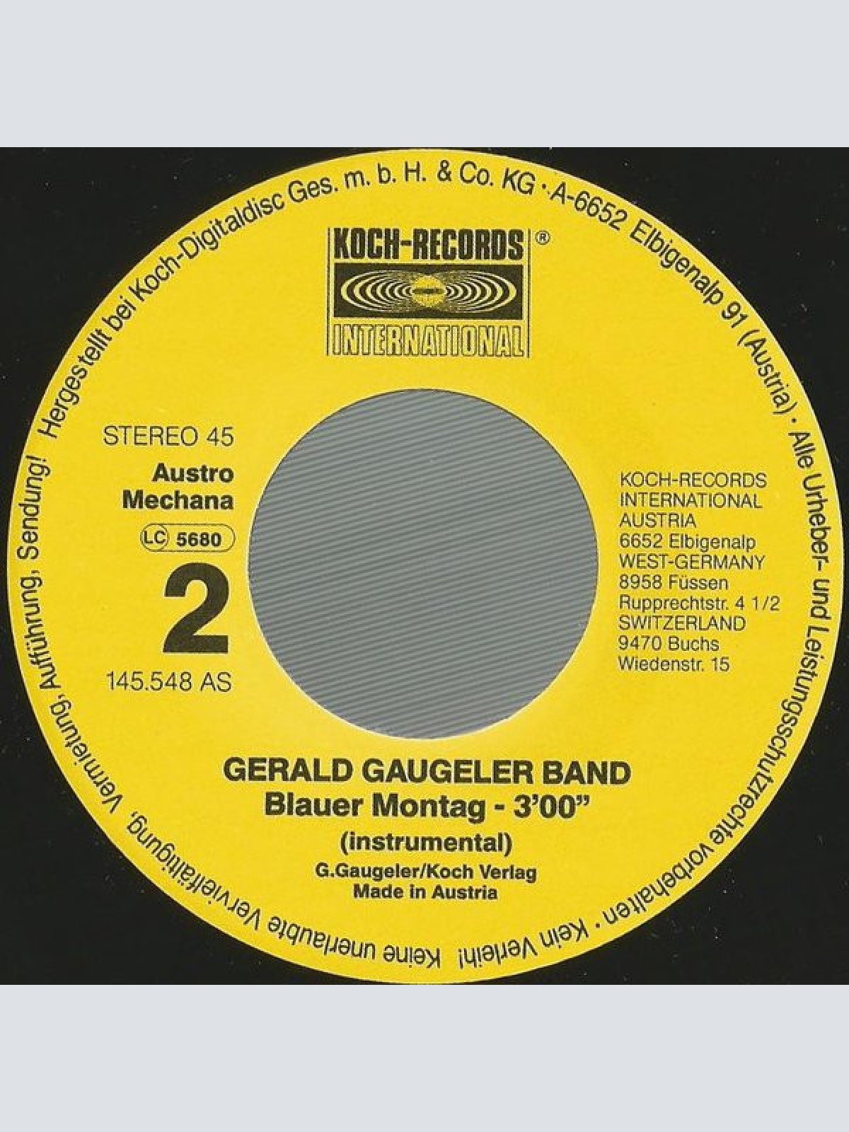 Vinyl / Gerald Gaugeler + Band* - Blauer Montag