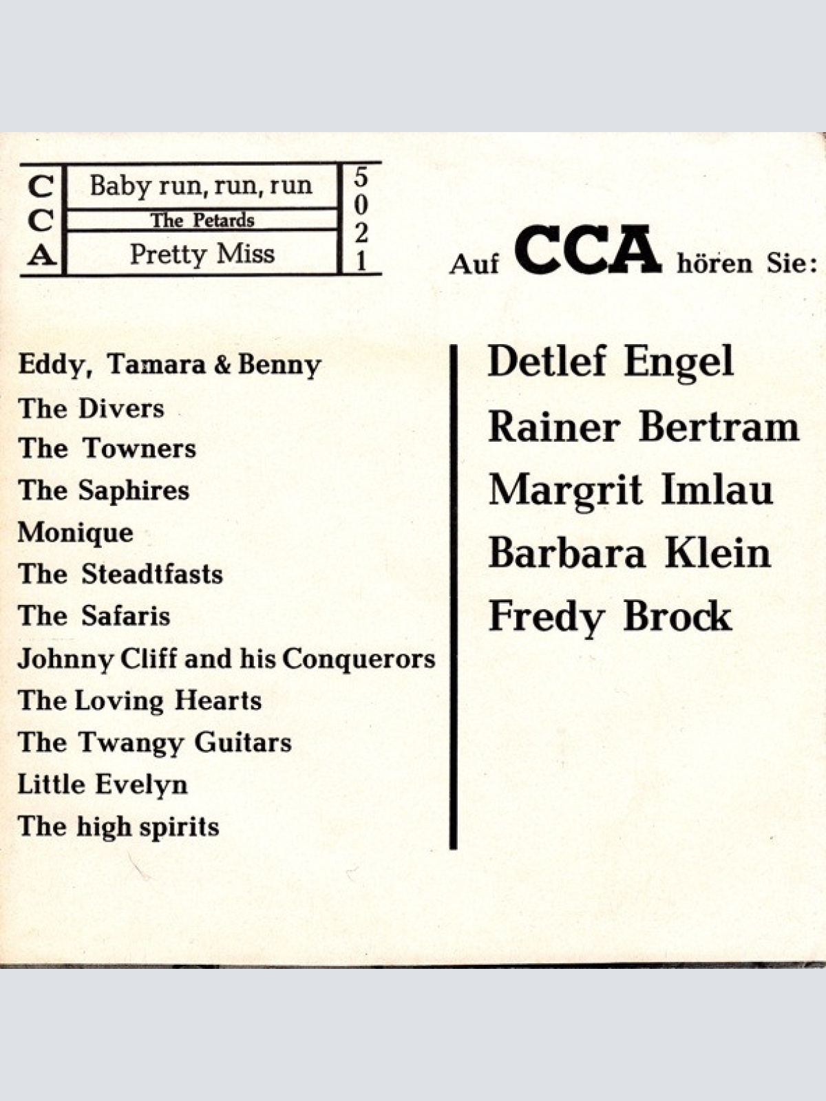 Vinyl / The Petards - Baby Run, Run, Run / Pretty Miss