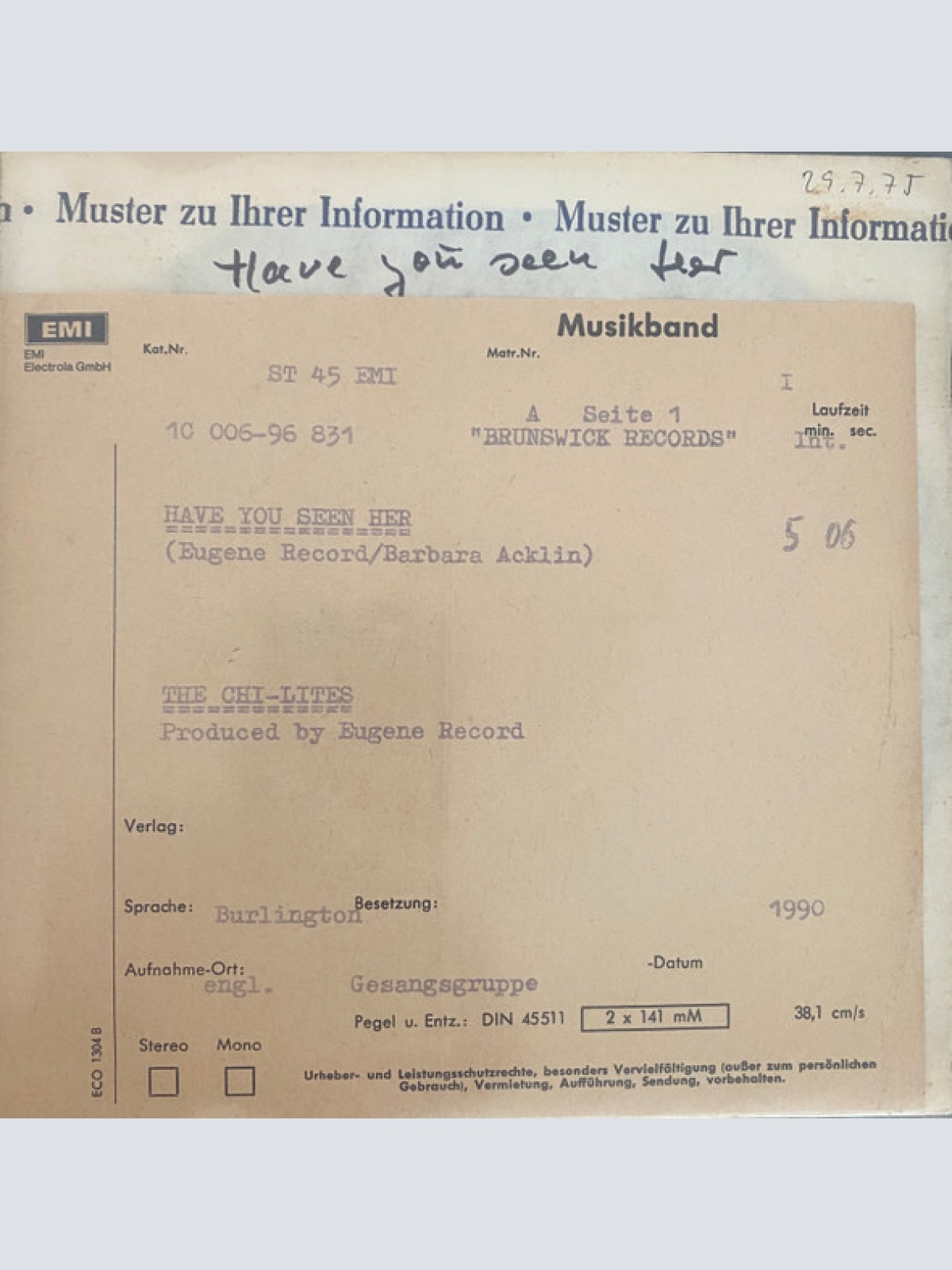 Vinyl / The Chi-Lites - Have You Seen Her? / Oh Girl