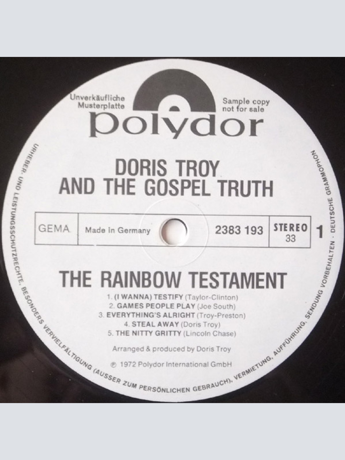 Vinyl / Doris Troy And The Gospel Truth - The Rainbow Testament