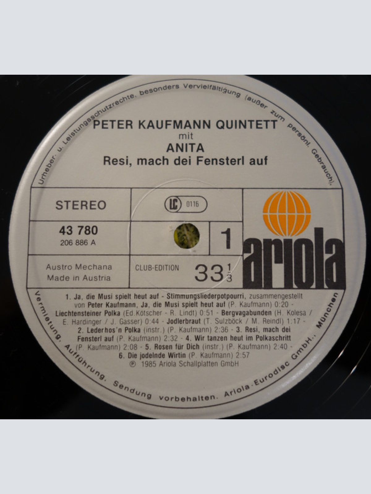 Vinyl / Peter Kaufmann Quintett Mit Anita* - Resi, Mach Dei Fensterl Auf