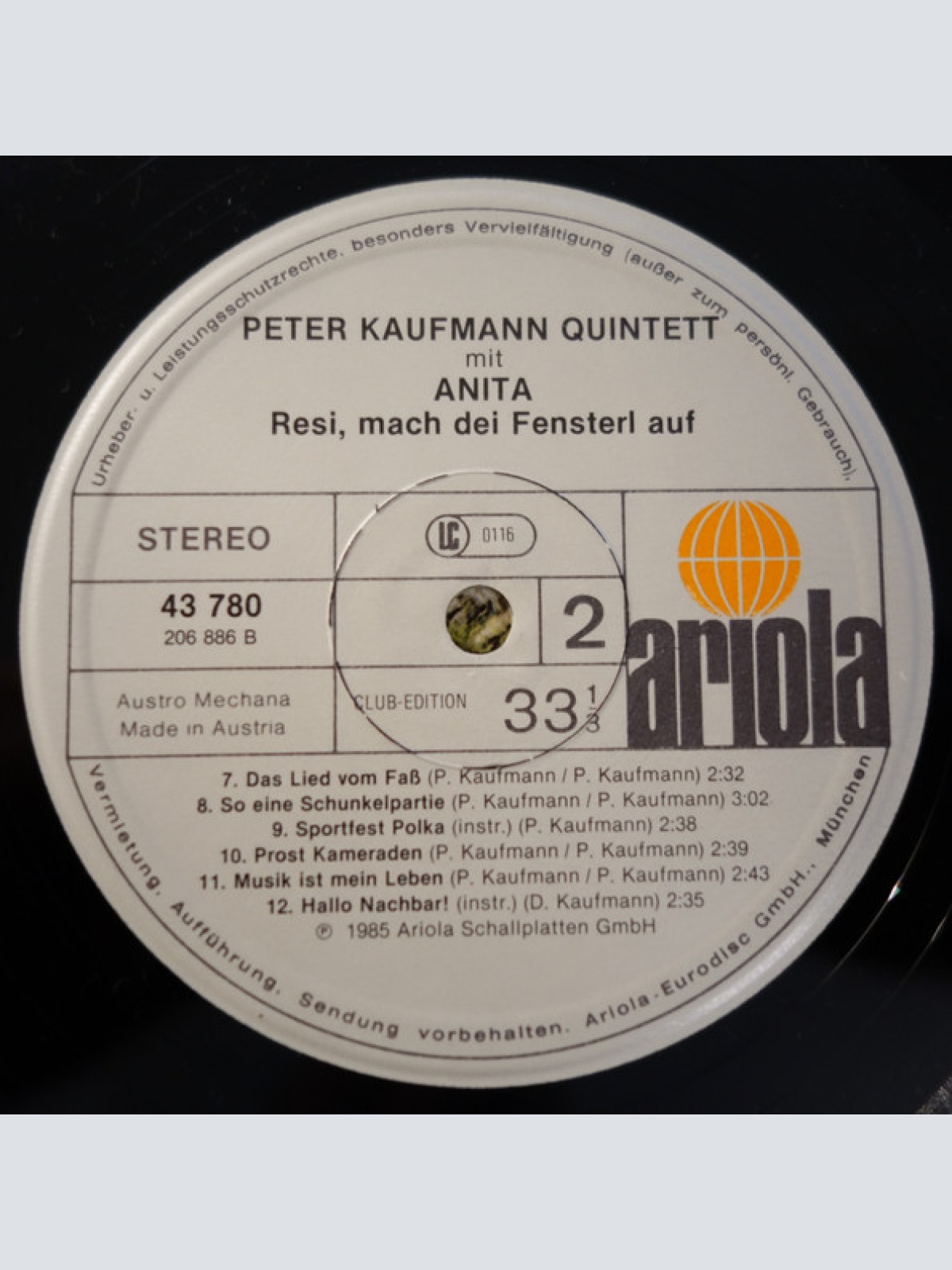 Vinyl / Peter Kaufmann Quintett Mit Anita* - Resi, Mach Dei Fensterl Auf
