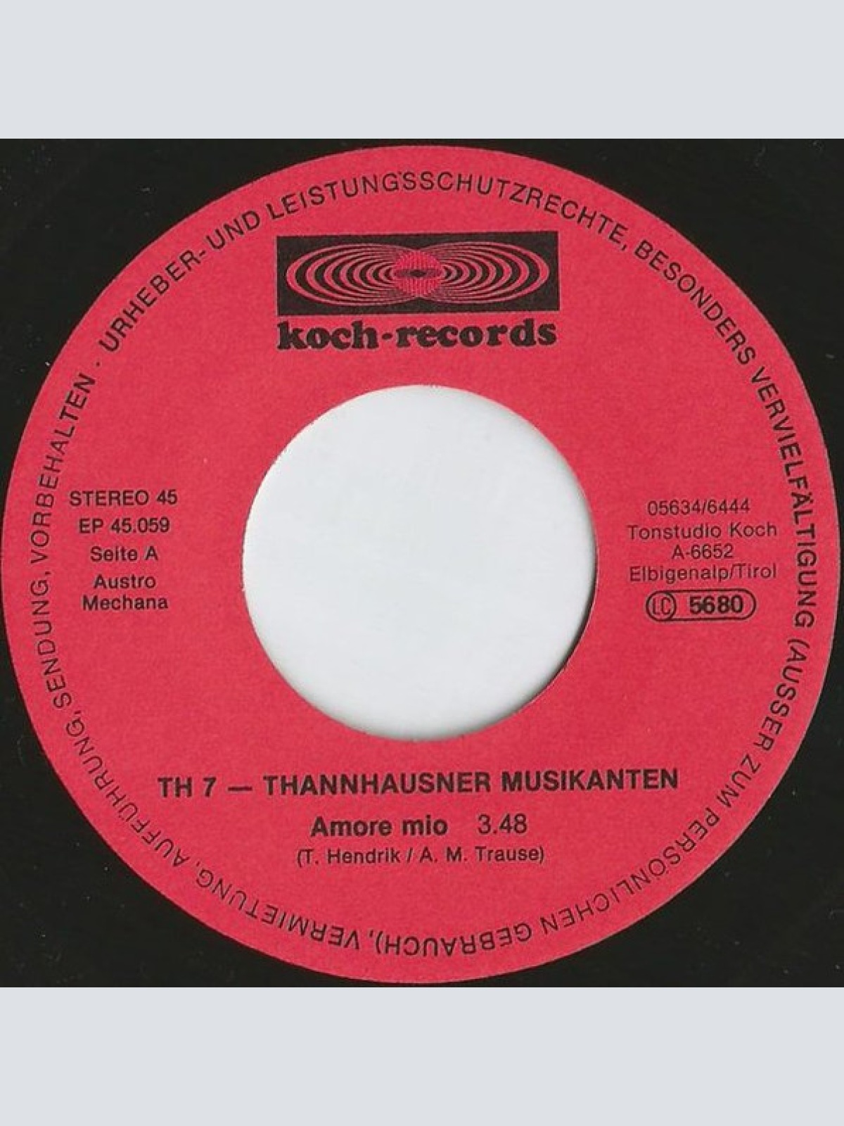 Vinyl / Thannhausner Musikanten - Amore Mio