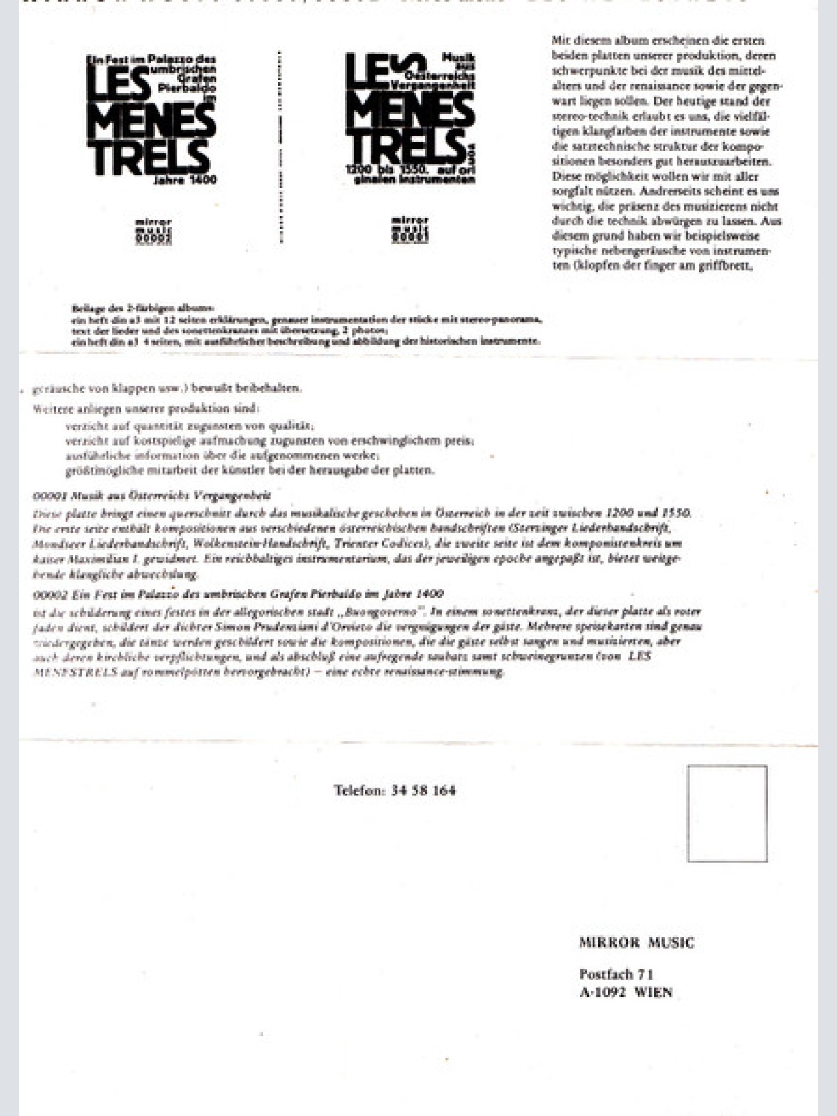 Vinyl / Les Menestrels - Einladung Zum Tanz = Invitation To Dance = Invitation A La Danse = Invito Al Ballo (Tänze Des Mittelalters Und Der Renaissance Auf Originalen Instrumenten = Medieval And Renaissance Dances Played On Original Instruments)