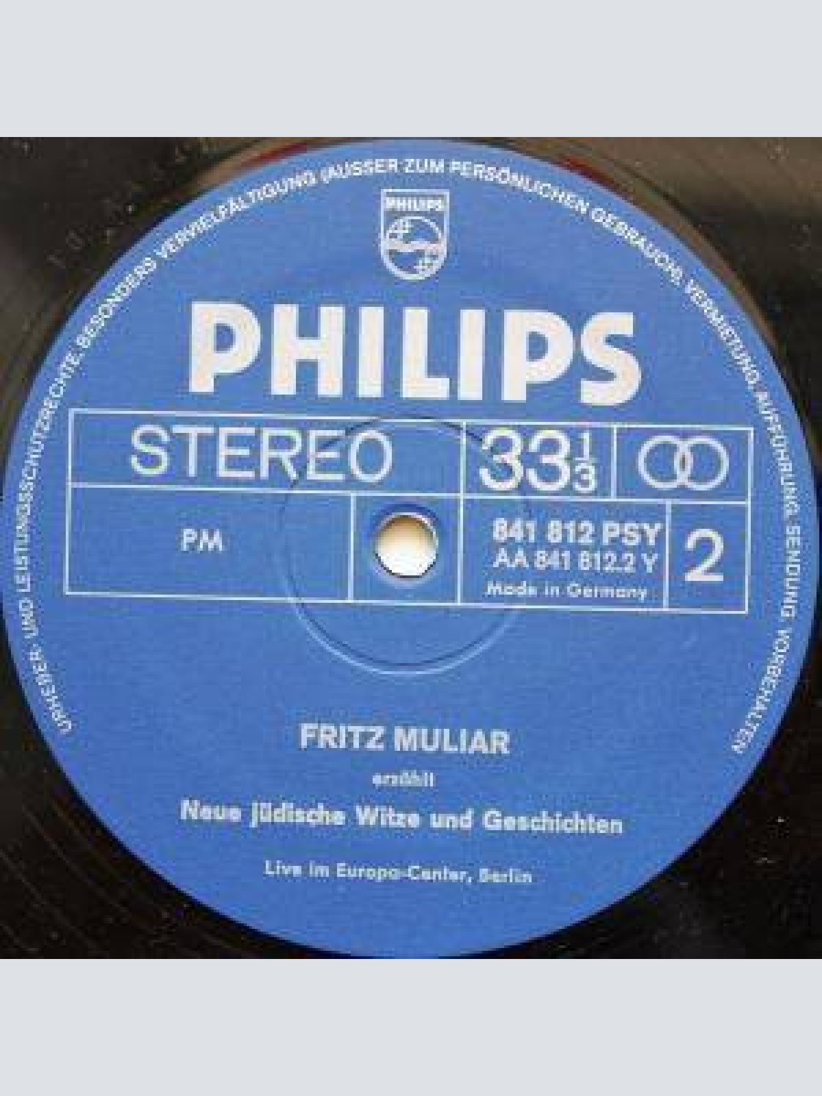 Vinyl / Fritz Muliar - Neue Jüdische Witze Und Geschichten Erzählt Von Fritz Muliar Live Im Europa-Center