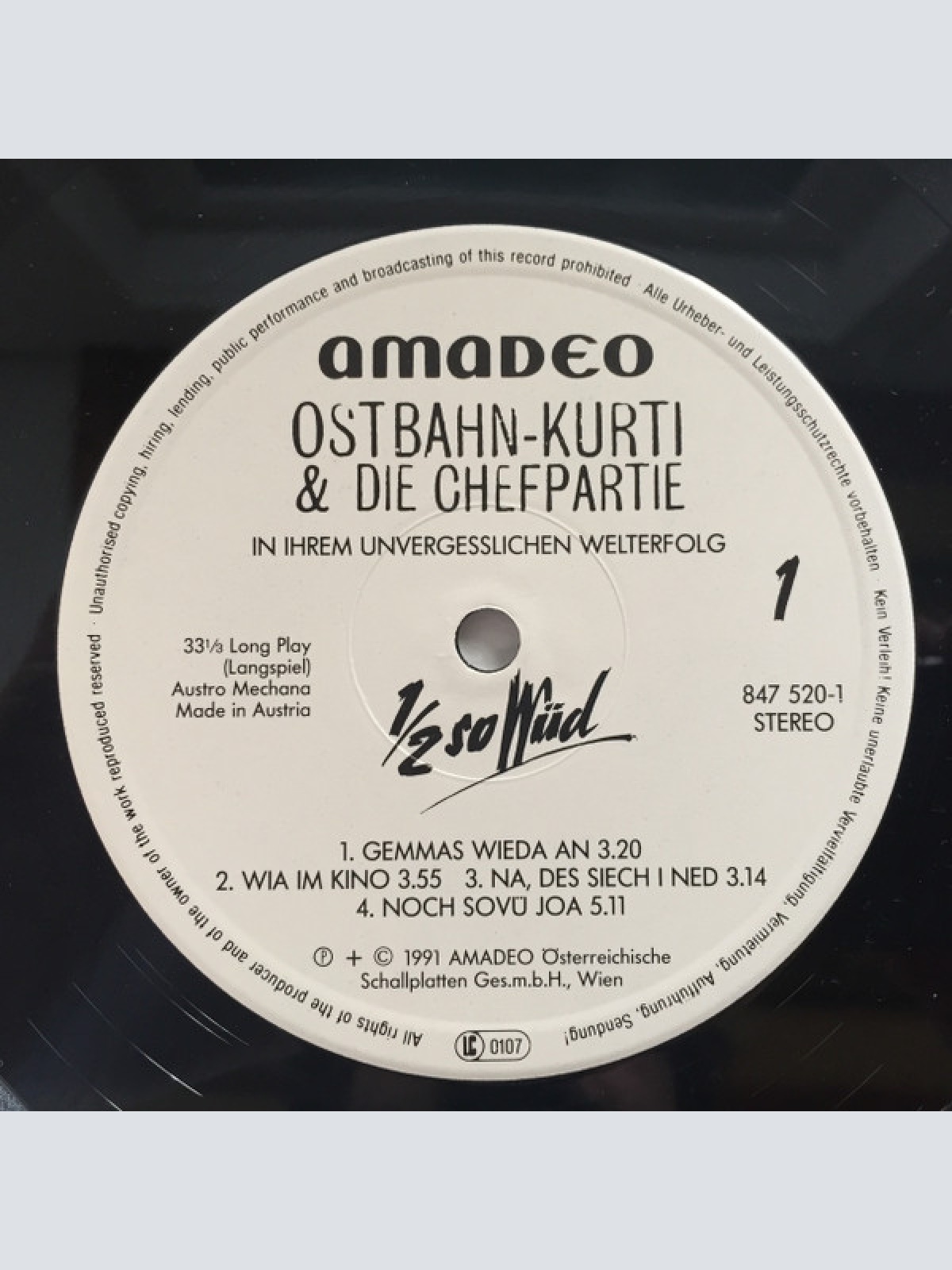 Vinyl / Ostbahn-Kurti & Die Chefpartie - 1/2 So Wüd