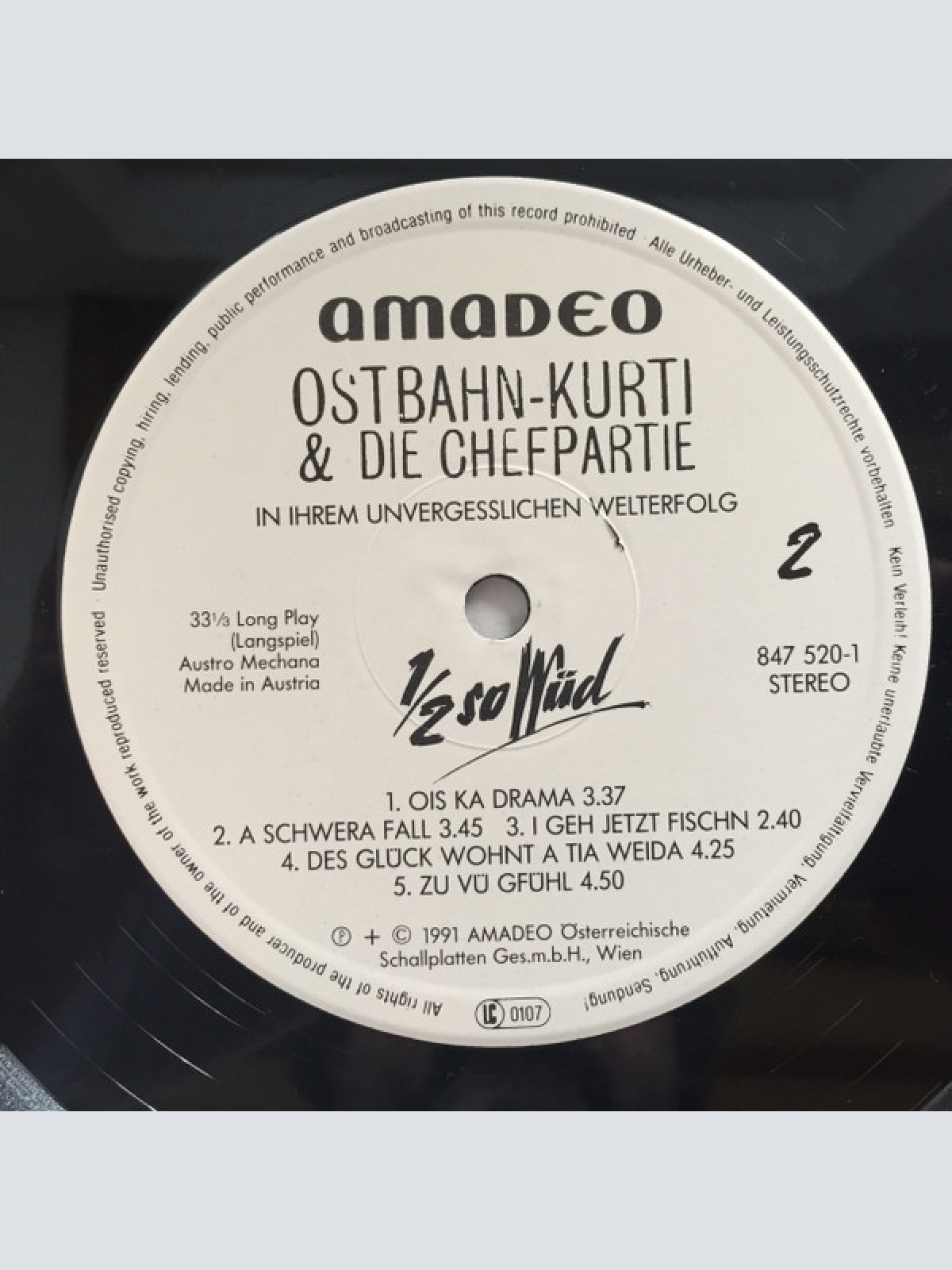 Vinyl / Ostbahn-Kurti & Die Chefpartie - 1/2 So Wüd