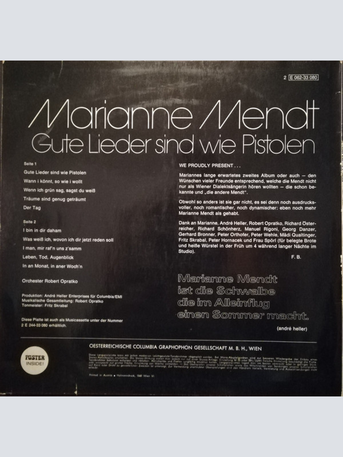 Vinyl / Marianne Mendt - Gute Lieder Sind Wie Pistolen
