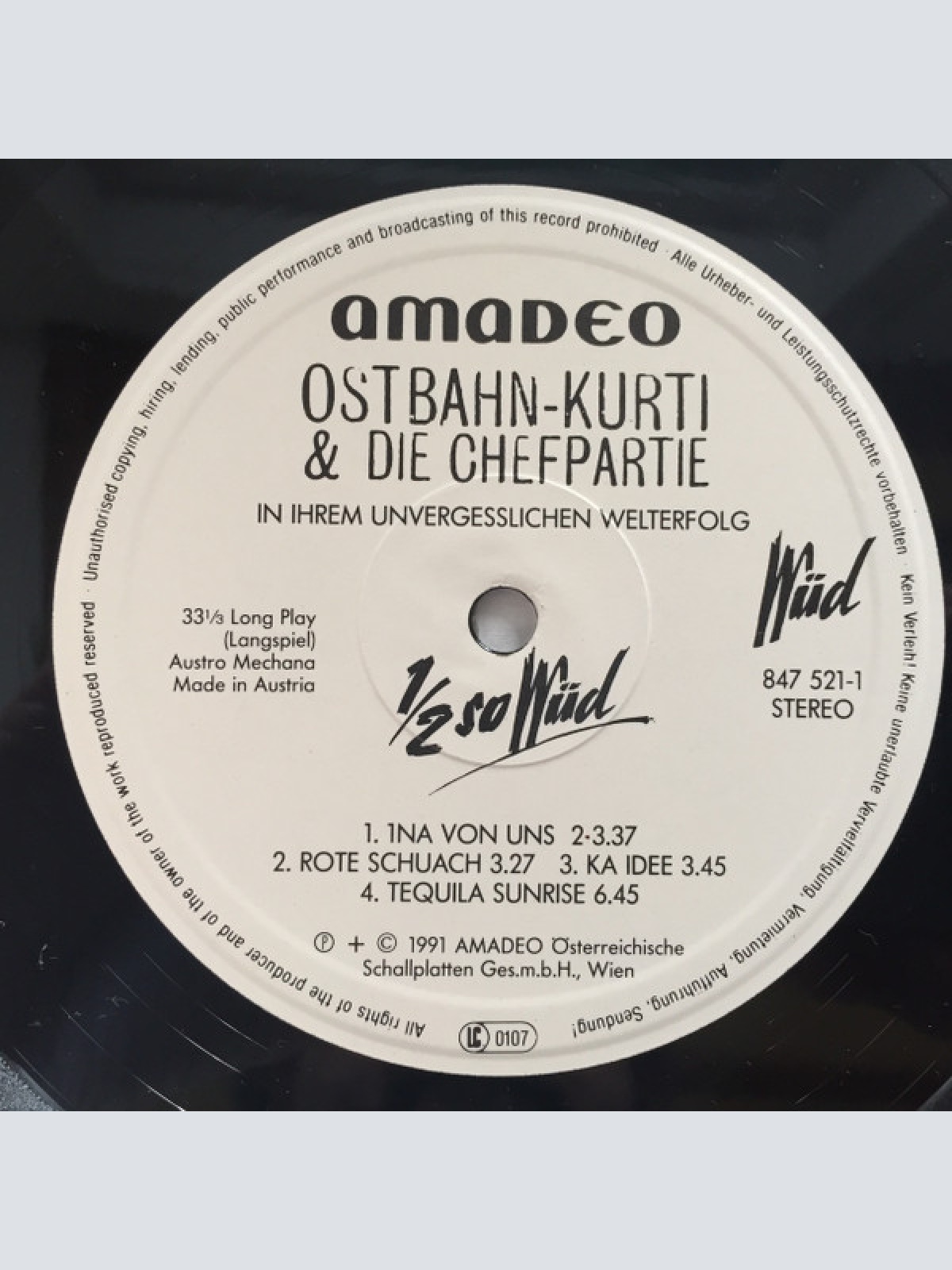 Vinyl / Ostbahn-Kurti & Die Chefpartie - 1/2 So Wüd