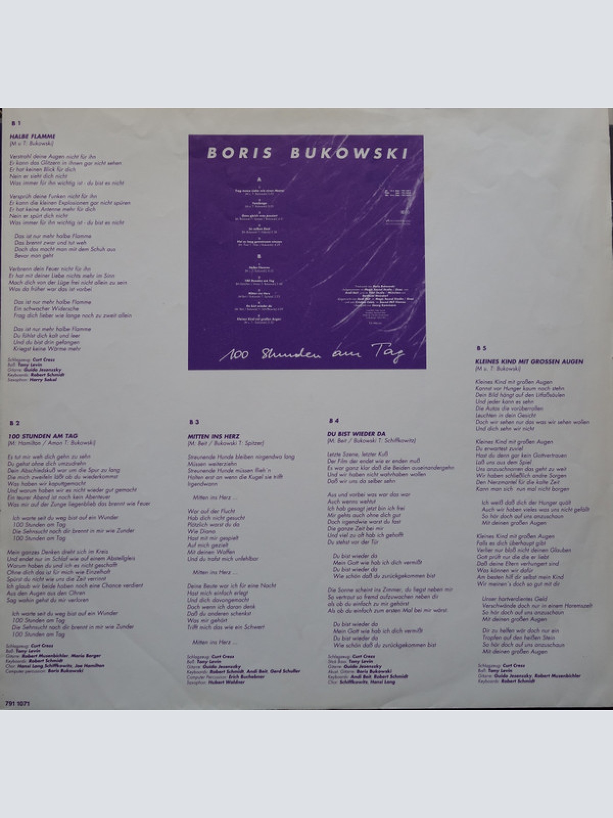 Vinyl / Boris Bukowski - 100 Stunden Am Tag