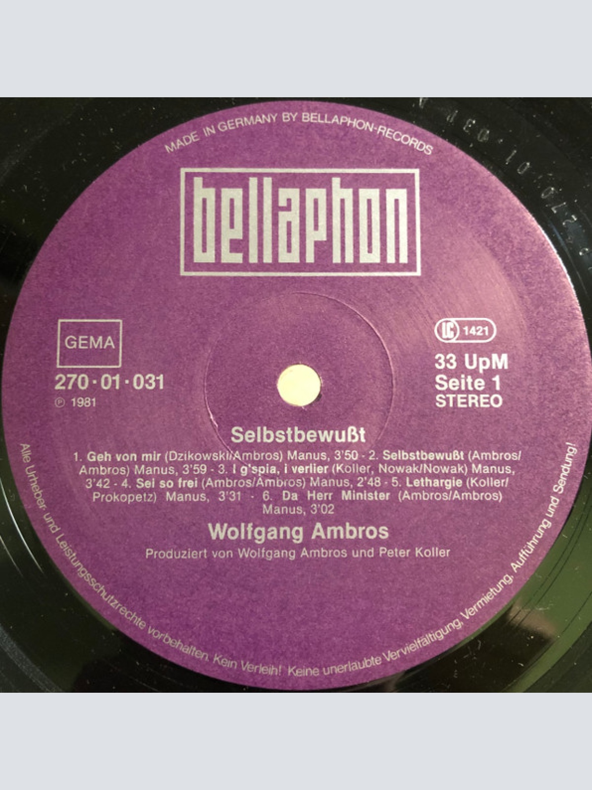 Vinyl / W. Ambros*, № 1* - Selbstbewusst
