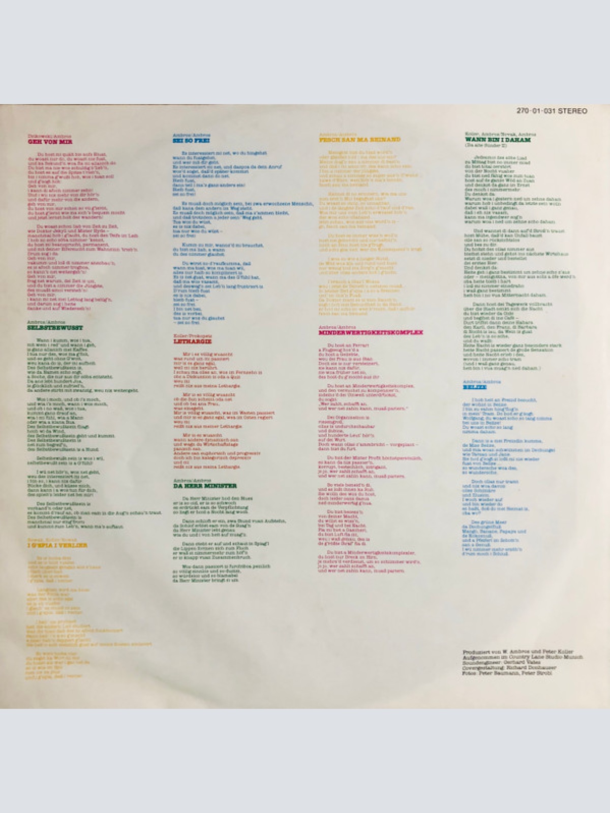 Vinyl / W. Ambros*, № 1* - Selbstbewusst