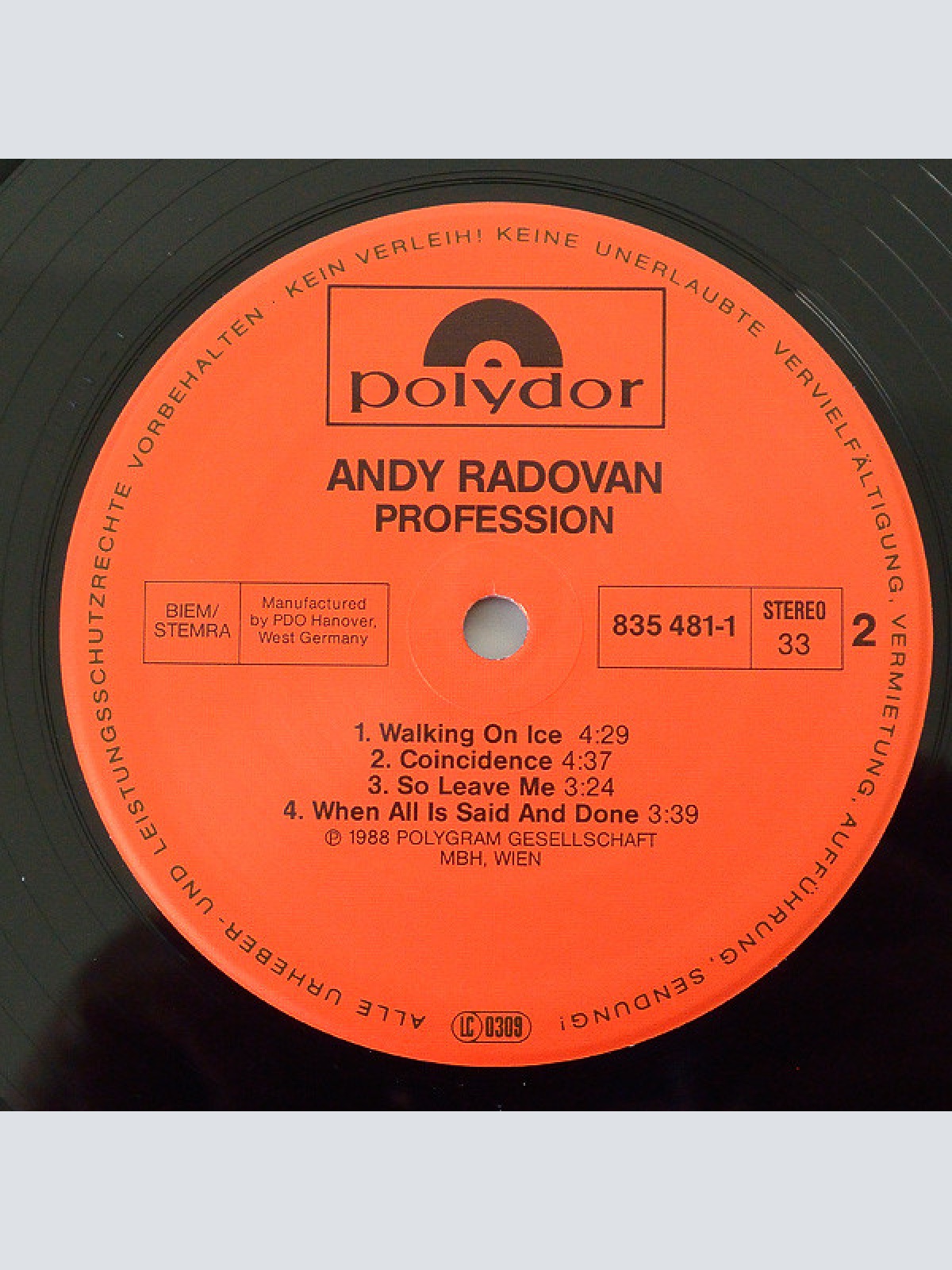 Vinyl / Andy Radovan - Profession