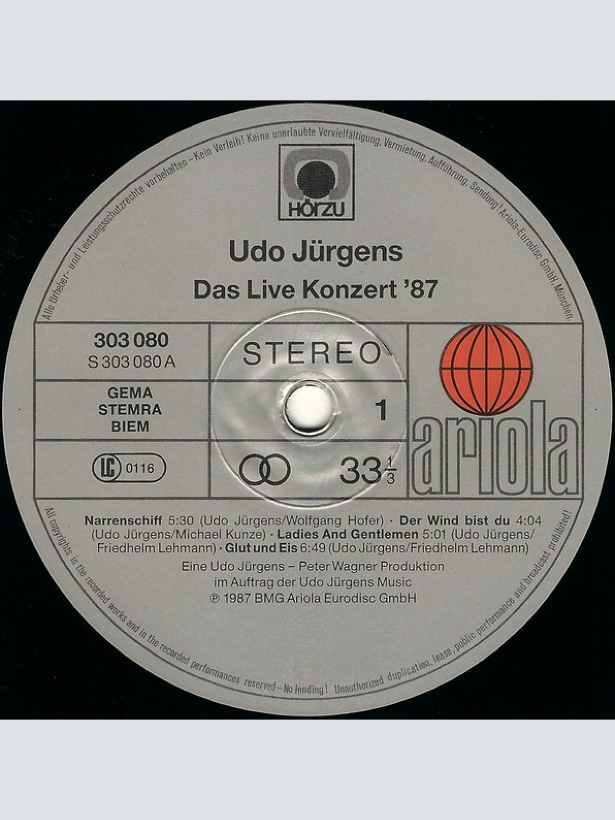 Vinyl / Udo Jürgens - Das Live Konzert '87