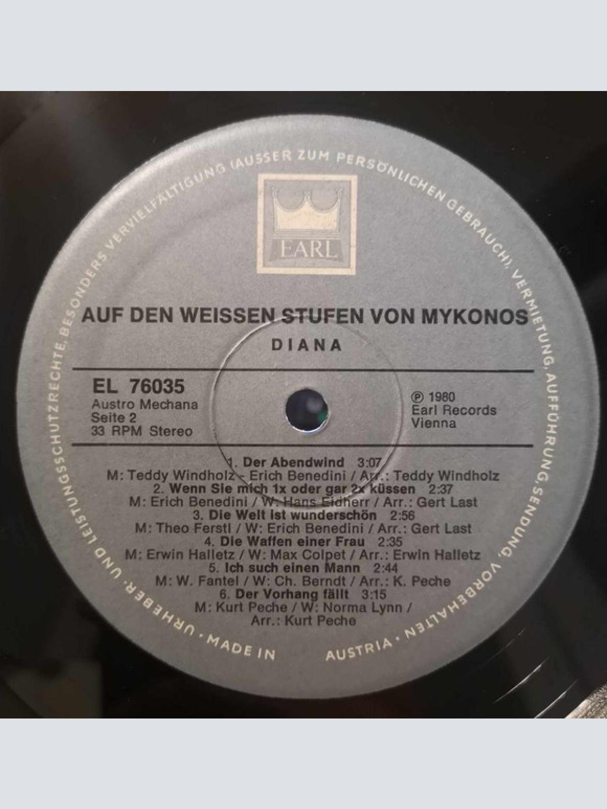Vinyl / Diana* - Auf Den Weißen Stufen Von Mykonos